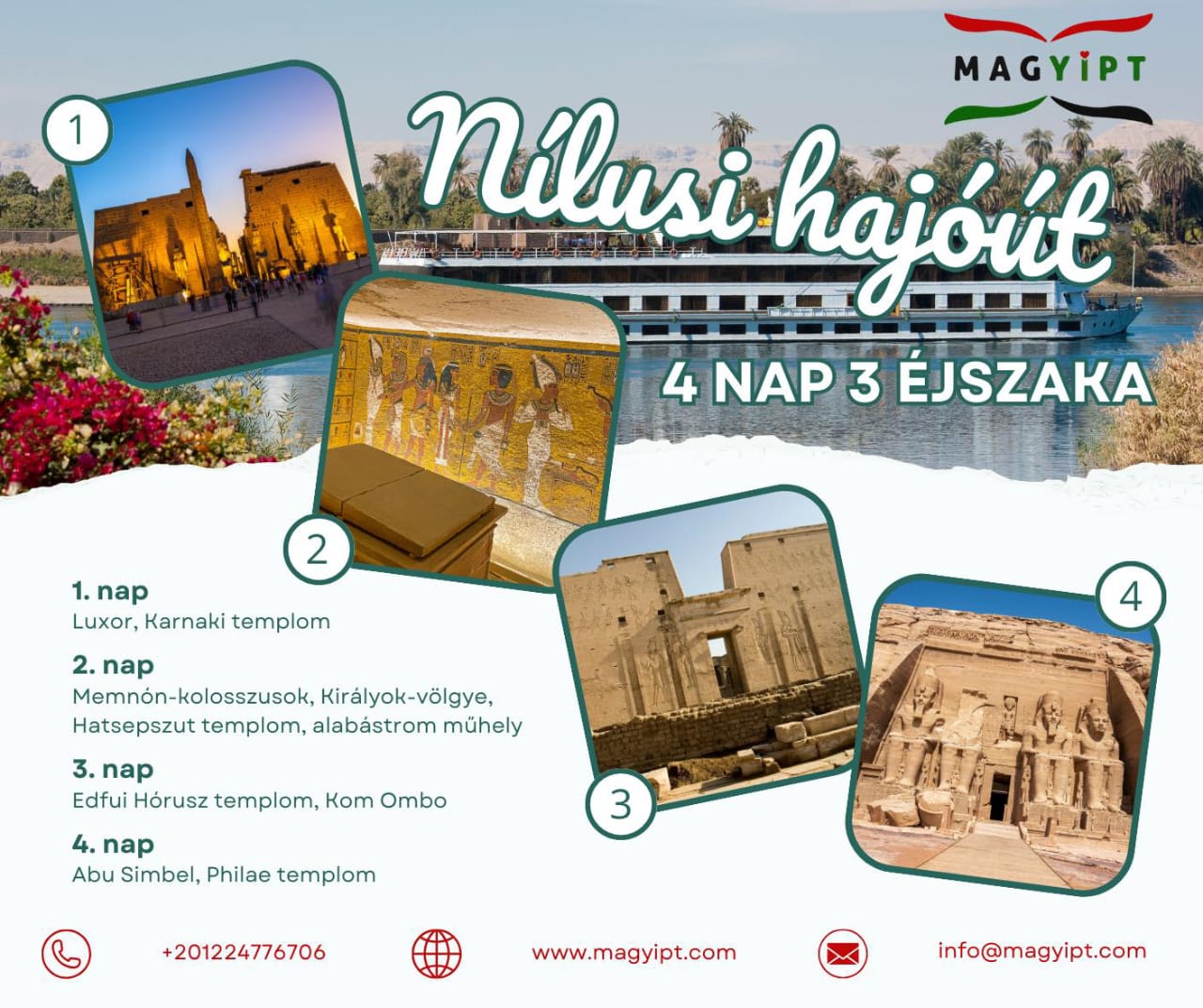 3 Éjszaka Nílusi hajó út